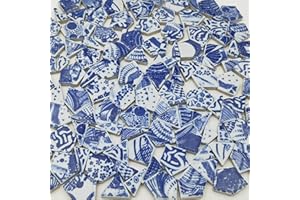 ANKTILY 500g Cracked Ceramic Porcelain Mosaic Tiles for Crafts, Irregular Blue and White Porcelain Mosaic Pieces for DIY Vase Mosaic Projects (Medium 2)