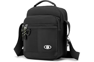 BAGZY Borsello Uomo Tracolla Nylon Impermeabile per Ipad 9,7 Pollici Borsa Marsupio Uomo Tracolla Quotidiana con Tracolla Regolabile per Ufficio/Università/Viaggio (Nero)