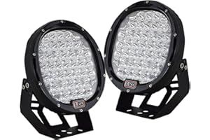 AUXTINGS 9 Pulgadas 96W Punto Negro Redondo Led Barra de Luz de Trabajo Luces Fuera de Carretera Niebla Conduciendo Barra de Techo Parachoques para SUV Barco Lámpara