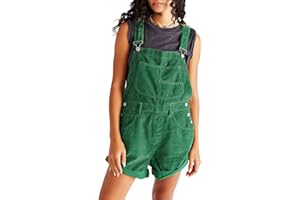 Acrawnni Women Corduroy Short Overalls Summer Sleeveless Adjustable Straps Baggy Bib Overall Romper Rolled Cuff Short Pants With Pockets
