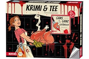 ‎ROTH ROTH Krimi + Tee-Adventskalender gefüllt mit hochwertigen Teesorten und einem Krimi-Buch, Krimi + Teebeutel-Kalender für die Weihnachtszeit (schwarz)