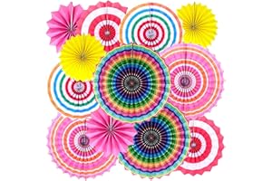 YBwanli 12pcs fasching karneval deko,girlande,hawaii deko,party deko,sommerdeko,deko gartenparty,einschulung deko,indische deko,pompons deko,regenbogen deko