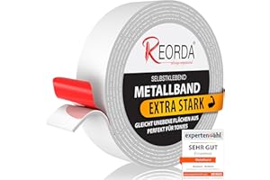 REORDA Metallband selbstklebend Weiß - Ideal für Tonies®-Figuren & -Regale - Magnetband für Magnete I Ferroband I Magnetband selbstklebend I Eisenband (3m)