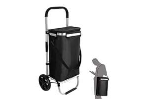 Wózek na zakupy Ribelli, czarny wykonany z poliestru, z wysokiej jako¶ci aluminiow± ram± - sk³adany wózek na zakupy - kieszenie boczne, du¿a kieszeñ zapinana na zamek i kieszeñ na zamro¿one produkty - mo¿e s³u¿yæ jako torba na zakupy - do 4