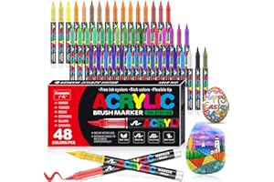 VAKKI 48 Colores Rotuladores Acrilicos, Acrylic Markers Para Colorear Adultos, Marcadores AcríLicos Para Colorear, Piedra, CaligrafíA, Madera, Lienzo, Vidrio, CeráMica