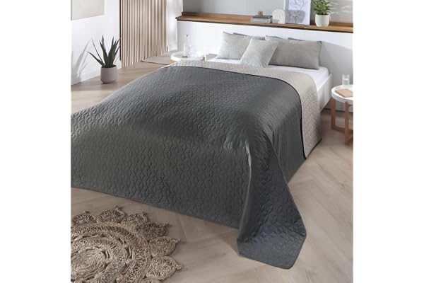 Delindo Lifestyle Belford Enfärgad grå antracit överkast för enkelsäng 140 x 210 cm