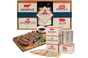 TOPLINE BBQ Spices Gift Set for Men Gifts - Barbeque Seasoning Gift Set of 4 BBQ Rub Mixed Spice & Shaker - Premium Gourmet Barbecue Rubs for Chef Gifts, Cooking Lovers - Christmas Gifts for Stocking Fillers