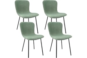 LEWE 4 Pièces de Chaise de Salle à Manger, Molleton Teddy, Dossier Semi-courbé, Compact mais Robuste, sans Accoudoirs, Facile à Installer, Adaptée aux Femmes, aux Adolescents - (Vert)