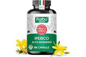 Iperico - 5.500 mg di Erba di San Giovanni per Capsula (Estratto 10:1, 550 mg) - Scorta di 6 MESI - Buon Umore e Sonno - 180 Capsule Vegane - Alto Dosaggio, Senza Additivi - Raibu