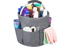 LEFOR·Z Cesta de almacenamiento, cesta de herramientas plegable con 6 bolsillos exteriores, cesta de picnic para almacenamiento en el hogar, compras, picnic, playa, herramientas de jardín, para organización