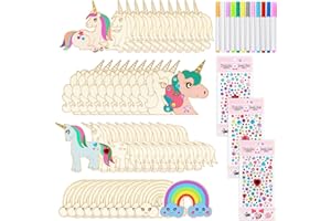 Bomtop Pferde Holz Bastelset, 55 Stück Holzbastelsets für Kinder, Pferde Holz zum Bemalen, Bastelset Kindergeburtstag, Holz Bastelset für DIY Kinder Party Malen Dekoration Kreative Kunst Bastelbedarf