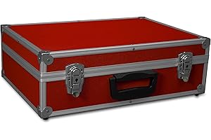 GORANDO® Transport-Koffer in rot mit Aluminiumrahmen für Werkzeuge, Kamera, Messgeräte | Schaumstoff-Auskleidung | 10kg belastbar | 440x300x130mm