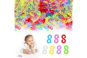 REALJOY Loom Bands S Clips, 800Pcs Colorful S Clips for Loom Bands, Clear Loom Bands S Clasps Rubber Loom Band Connectors S Hooks for Craft Making DIY Bracelet Connector Weaving Jewelry Accessories