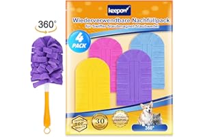 KEEPOW 4 Pièces pour Swiffer Plumeau Poussière Recharges, Lavables et Réutilisables, Compatible avec Swiffer Duster