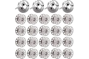 SHSHbuy Métal Boîtier Canette,4 Pièces Boîte à Canette pour Machine à Coudre,20 Pièces Bobine en Métal,Compatible pour Singer Janome Brother Machine à Coudre Domestique Standard D'artisanat