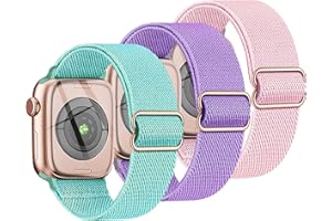 3 Stück Kinder Nylon Armbänder kompatibel mit Apple Watch 38mm 40mm 41mm 42mm 44mm 45mm 46mm 49mm Armband, Weiches dehnbares Mädchen Jungen Ersatzarmband für iwatch Ultra Series 11 10 9 8 7 6 5 4 3 SE