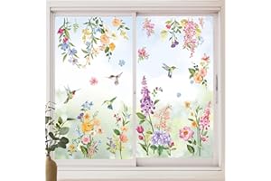 wondever Wiosenny kwiat naklejki okienne irys kwiatowy ptak szklana naklejka antykolizyjna dwustronne statyczne naklejki na okna do domu szklane okno