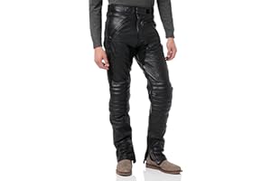AUSTRALIAN BIKERS GEAR Pantalones protectores de cuero Sturgis para moto con certificación CE