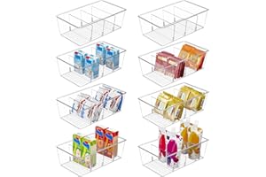Vtopmart 8Pack Kühlschrank Organizer mit Fächern - Transparente Aufbewahrung für Küche & Vorratsschrank, Snack-Behälter für Gewürzpäckchen
