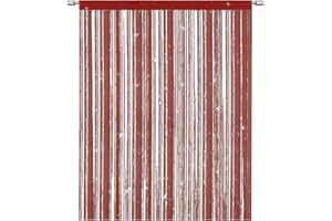 SULIVES String Door Fly Screen Curtain - Elegant Divider Tassel for Home Décor, Doors and Windows - Wine Red (100x200cm)
