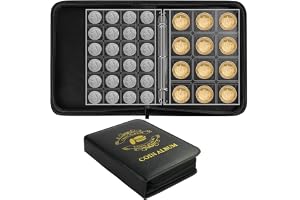 Vicloon Coin Collection Album, 20 sidor 420 fickor vattentät myntsamlingshållare album med dragkedja för samlare, 35 x 35 mm