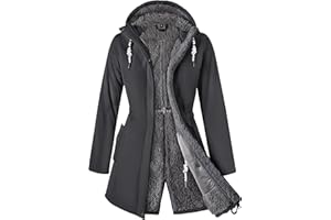 ATLASLAVA Wintermantel Damen Fleece Warm Lang Jacke Softshellmantel übergangsmantel Winter