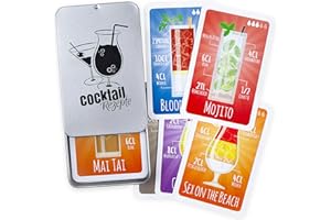 Chroma Products Cocktail Rezepte auf Karten: 30 Cocktailrezepte und Erklärungen im Set mit Metalldose, Rezepte auf deutsch, Kartenspiel oder Quartett als Geschenk