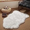 Ashler Faux Fur Rug, Fluffy Shaggy Area Rug Ultra Soft 2 x 3 Feet Sheepskin Fur Rug, White Fuzzy Rug Machine Washable Shag Rug, Nursery Decor Throw Rugs for Bedroom, Kids Room, Living Room