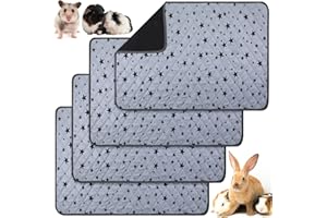 Namalu 4 Pcs Doublures de Cage de Cochon d'Inde en Polaire Tapis Pipi de Cochon d'Inde Absorbants Antidérapants Coussinets d'Urine Lavables Réutilisables avec Motifs Étoiles (60 x 90 cm)