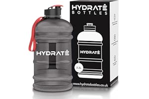 HYDRATE XL Jug 2.2 Litre Water Bottle BPA Free with Handle and Flip Top Lid for Daily Use - Hydration Bottle for Active Lifestyles - Reliable Water Jug for Gym, Travel, and Outdoor Use (Black)