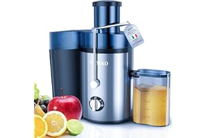YOYIKKO Centrifuga Frutta e Verdura, 3 Velocità di Regolazione, 800W Estrattore Frutta e Verdura con 75 MM Bocca Larga, Facile da Pulire, Acciaio Inossidabile Senza BPA (Argento-102)