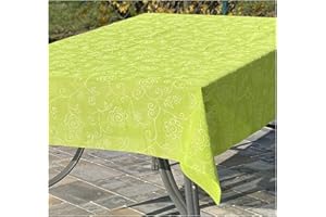 ‎HEIMTEXLAND heimtexland ® Outdoor Garten Camping Tischdecke Ranke Wetterfest UV-Beständig Waschbar Weichschaum Gartentischdecke Typ798 Grün 135 x 180 cm