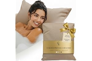 CLAESSONLIVING Cuscino vasca da bagno - Spesso e comodo, per supporto testa, collo e schiena - Materassino vasca da bagno lavabile e a rapida asciugatura, perfetto per bagno rilassante in casa - Sabbia