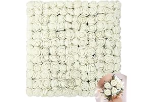 Nevoluxer 144 Piezas Rosas Artificiales Blanco - Mini Rosas de Espuma para DIY Día de San Valentín, Boda y Halloween Decoración, 2.5CM Cabezas de Flores Falsas (Blanco cremoso)