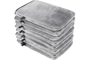 PHOGARY 8 Stück Mikrofaser-Waschhandschuhe, Flanell, weicher Waschhandschuh, Bad-Spa-Tuch, Wiederverwendbare Make-up-Entferner, Handschuhe, europäischer Stil, Waschlappen, 15 x 21 cm (grau)
