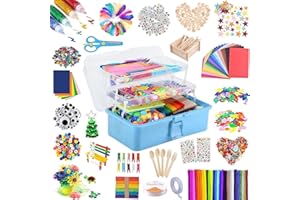 Drookaen Valigetta per artigianato per bambini, 3000 + pezzi, set fai da te, accessori per artigianato, materiali per artigianato, scrapbooking, forniture per artigianato per bambini, set per artigian