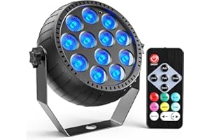 Rtktoup RGB Recargable Foco Par LED, 12 LED Batería Luz de Escenario con Control Remoto Luces Discoteca para Fiesta Bar DJ Show Boda Halloween Navidad