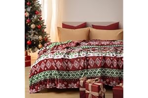 PHF Kuscheldecke Flauschig Fleecedecke 150x200cm - Oeko-Tex Weich Warm Wohndecke, Decke Blanket für Couch Sofa Bett, Tagesdecken & Kuscheldecken, Sofa überwurfdecke, Retro Weihnachten
