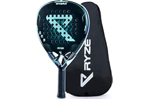 RYZE Hydra Raquette de Padel 100% Fibre de Carbone - Puissance + Contrôle Maximum - Padel Raquette avec EVA-18 Flex Max - Structure Légère 365g - Raquette de Padel pour Homme et Femme - Housse Inclus