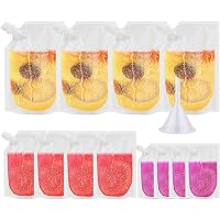 15Pcs Drink Pouches With 2Pcs Funnels For Festivals,Clear