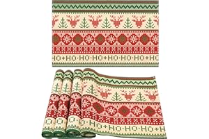 AFXXE Tovagliette Natalizie, Sottopiatti Natalizi Americane, Tovaglietta Natalizia Colazione, Sottopiatto Natale Lavabili Lino Tessuto Set, Tovagliette Tavola Natalizio Rossa Americana(Fiocco Di Neve)