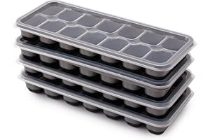 POJAH 4 Pack Silikon Eiswürfelform mit Deckel BPA Frei, Eiswürfelbehälter Stapelbar, Sichere Gesunde Eiswürfel Form für Babybrei Cocktail Whiskey Kaffee (4 Schwarz)