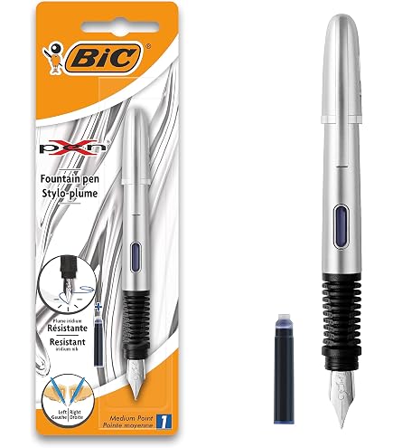 Stylo à Plume Ergonomique Titane Bleu - Remplissage Sous Vide, Pointe Acier Inoxydable 0.5mm