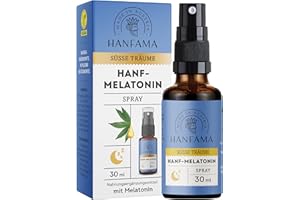 HANFAMA Hanf + Melatonin Spray – Schneller einschlafen mit dem zuckerfreien, veganen Melatonin-Einschlafspray – 300 entspannte Nächte mit 0,5 mg Melatonin hochdosiert, Einschlafhilfe Erwachsene, 30 ml