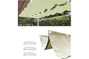 WOACE Retractable Wave Sun Shade Cloth 2.8x2.8m Rectangular Sun Shade Sail Waterproof Polyester Sunscreen Awning Canopy Wind Protection for Outdoor Patio Yard Terrace Carport Cream
