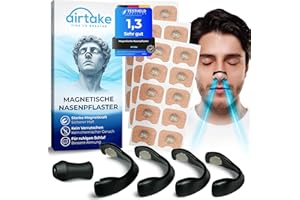 AIRTAKE Magnetische Nasenpflaster - Spezial Magneten & Haftstärke - Schnarchstopper (Starter Kit 15 Tage) Anti-Schnarch Nose Strips für freies Atmen - Nasenspreizer Nasenstrips Magnet