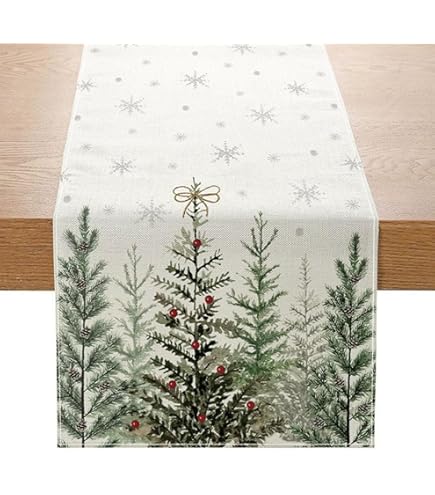 Christmas Table Runner Red, FUKPO Christmas Table Runners For Dinner Party Home Table Decoration, Cotton Linen Long Xmas Table Runner With Snowflake - View #10