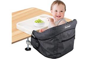 Chaise de Table, Jozzve Chaise Haute Portable avec Plateau Amovible, Siège de Table Pliable pour Bébé Enfant avec Sac de Rangement pour le Voyage et à Domicile, Noir