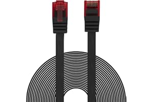 BIGtec Ethernet LAN kabel 7,5 m elastyczny płaski kabel sieciowy kabel krosowy czarny płaski Cable Gigabit DSL ISDN kabel płaski kabel instalacyjny wtyczka RJ45