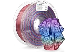 AMOLEN 3D Drucker Filament, Silk PLA Filament 1.75mm, Glänzendes Kosmisches Regenbogen PLA Rot Grün Blau Lila, Farbverläufe Wechseln Schnelles Drucken PLA für Meisten FDM 3D Drucker, 1 kg Spule